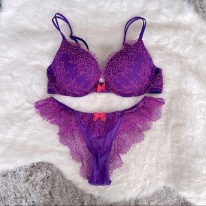 VS very sexy purple and pink push-up bra & panty set 32C Size small